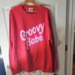 Groovy Babe Vibrant Pink Crew Neck Sweater